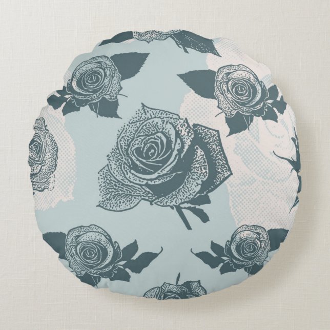Floral pattern with rose round cushion (Front)
