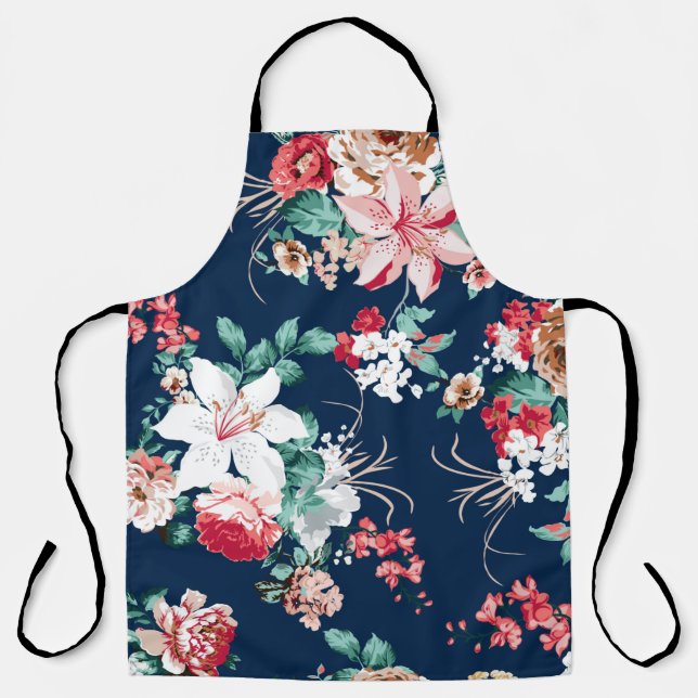 Floral pattern with roses and small flowers with v apron (Front)