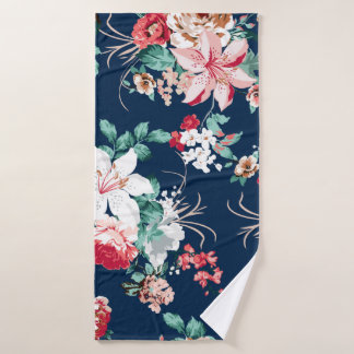 Floral pattern with roses and small flowers with v bath towel