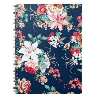 Floral pattern with roses and small flowers with v notebook