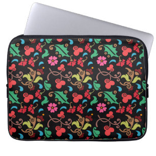 Floral Pattern With Smooth Colour Background-45673 Laptop Sleeve