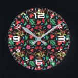 Floral Pattern With Smooth Colour Background-45673 Round Clock<br><div class="desc">Floral Pattern With Smooth Colour Background-45673</div>