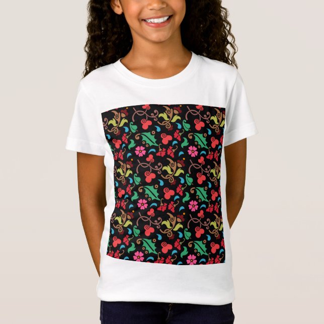 Floral Pattern With Smooth Colour Background-45673 T-Shirt (Front)