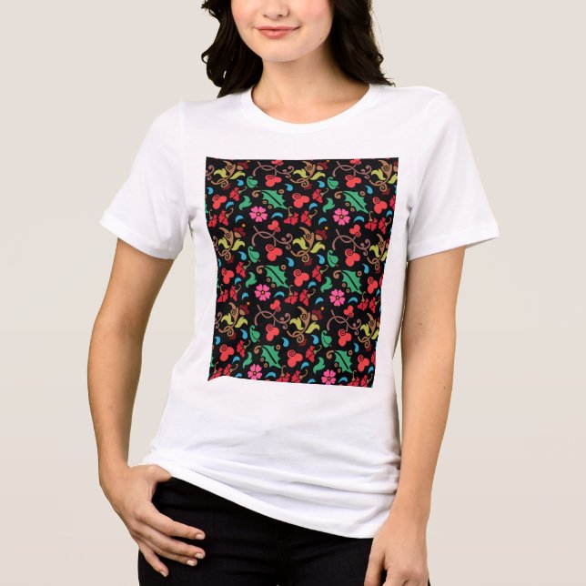 Floral Pattern With Smooth Colour Background-45673 Tri-Blend Shirt (Front)