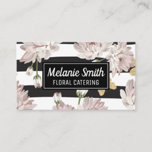 Floral pattern with stripe pattern business card