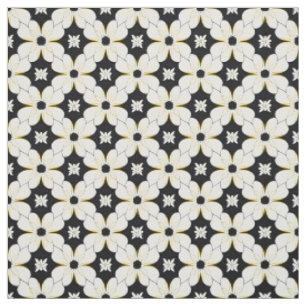 Floral Pattern with White and Yellow Flower Fabric