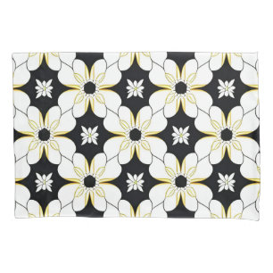 Floral Pattern with White and Yellow Flower Pillowcase