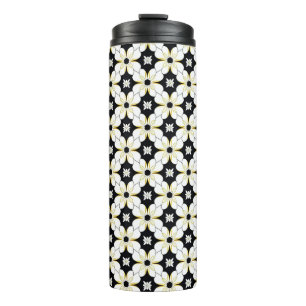 Floral Pattern with White and Yellow Flower Thermal Tumbler