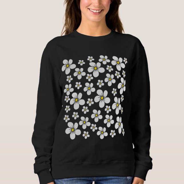 Floral Pattern With White Blooming Flowers Flower  Sweatshirt (Front)