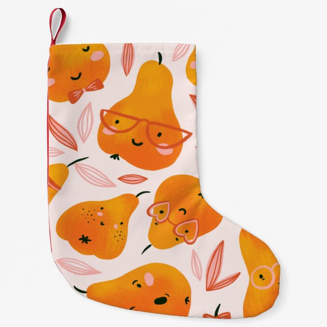 Floral pattern with white orchids, isolated on a d small christmas stocking (Front)