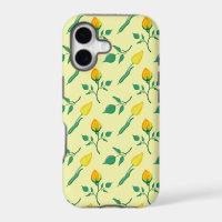 Floral pattern with yellow rose and tulip flowers