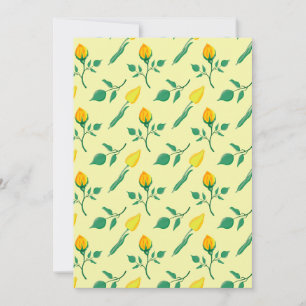 Floral pattern with yellow rose and tulip flowers announcement