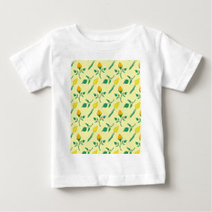 Floral pattern with yellow rose and tulip flowers baby T-Shirt