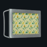 Floral pattern with yellow rose and tulip flowers belt buckle<br><div class="desc">Elegant seamless pattern with floral motif made of yellow rose and tulip flowers</div>