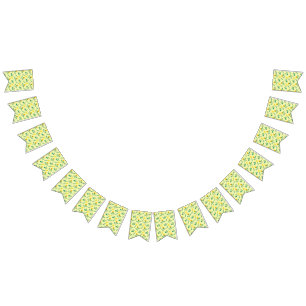Floral pattern with yellow rose and tulip flowers bunting