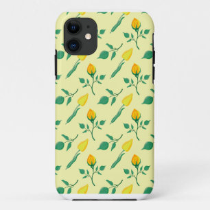 Floral pattern with yellow rose and tulip flowers Case-Mate iPhone case