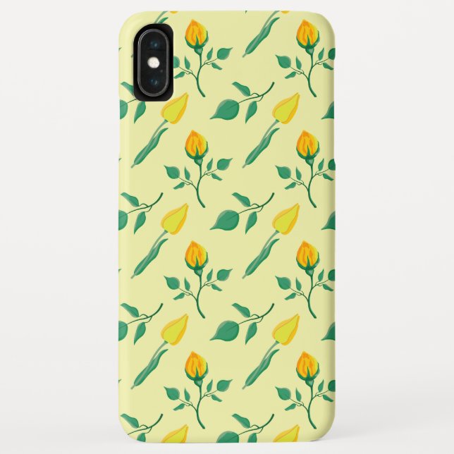 Floral pattern with yellow rose and tulip flowers Case-Mate iPhone case (Back)