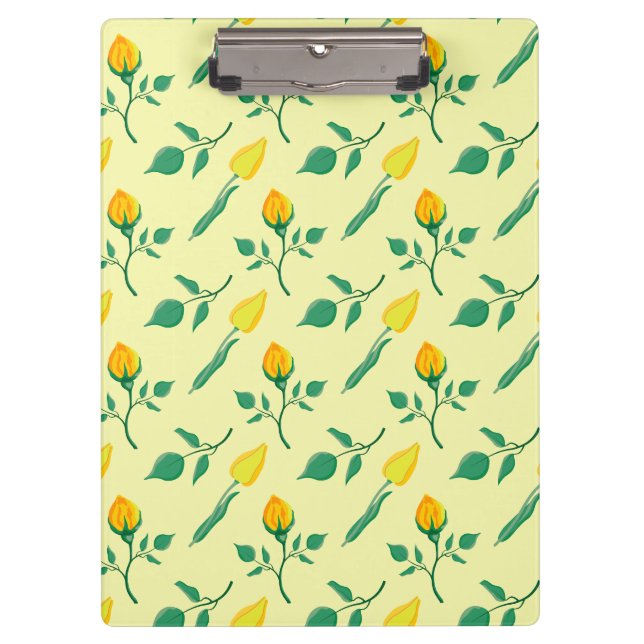 Floral pattern with yellow rose and tulip flowers clipboard (Front)