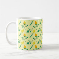 Floral pattern with yellow rose and tulip flowers