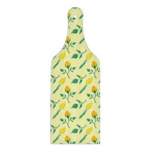 Floral pattern with yellow rose and tulip flowers cutting board