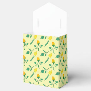 Floral pattern with yellow rose and tulip flowers favour box
