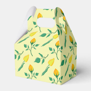 Floral pattern with yellow rose and tulip flowers favour box