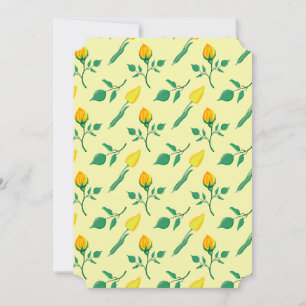 Floral pattern with yellow rose and tulip flowers holiday card