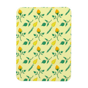 Floral pattern with yellow rose and tulip flowers magnet