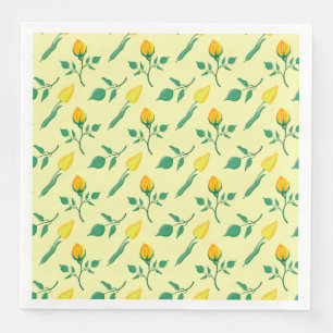 Floral pattern with yellow rose and tulip flowers napkin
