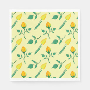 Floral pattern with yellow rose and tulip flowers napkin