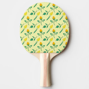 Floral pattern with yellow rose and tulip flowers ping pong paddle