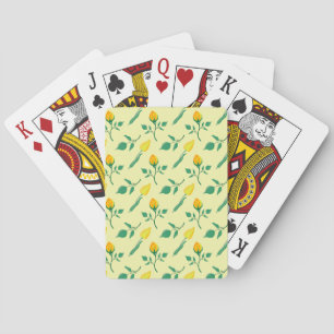 Floral pattern with yellow rose and tulip flowers playing cards