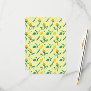 Floral pattern with yellow rose and tulip flowers RSVP card