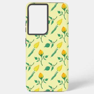 Floral pattern with yellow rose and tulip flowers samsung galaxy case