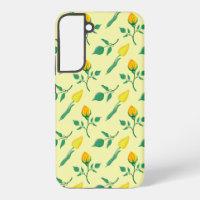 Floral pattern with yellow rose and tulip flowers