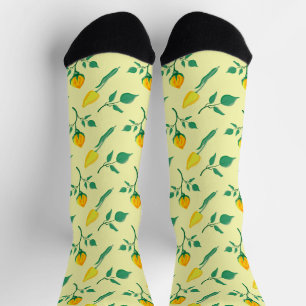 Floral pattern with yellow rose and tulip flowers socks