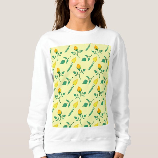 Floral pattern with yellow rose and tulip flowers sweatshirt (Front)