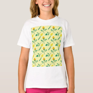 Floral pattern with yellow rose and tulip flowers T-Shirt