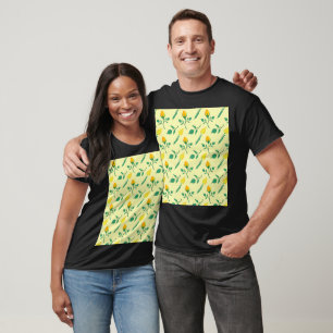 Floral pattern with yellow rose and tulip flowers T-Shirt