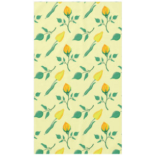 Floral pattern with yellow rose and tulip flowers tablecloth
