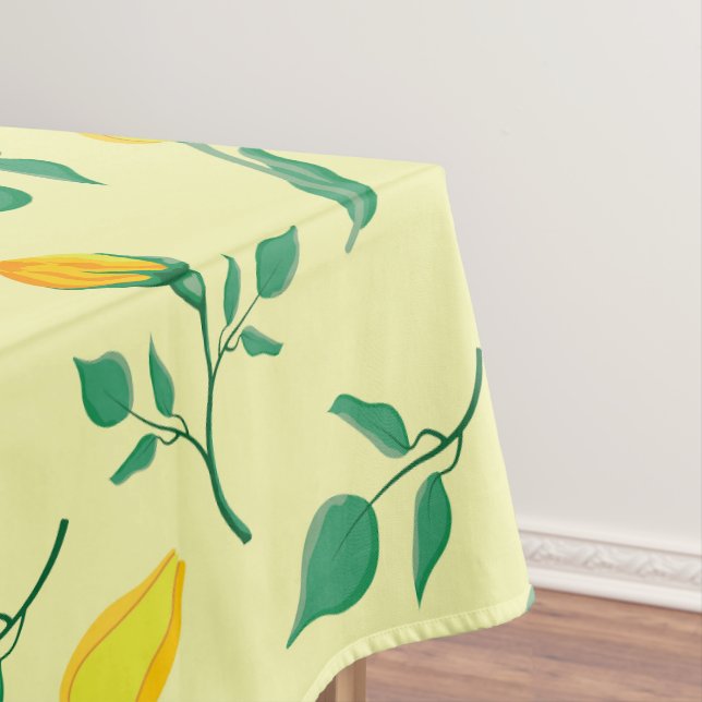 Floral pattern with yellow rose and tulip flowers tablecloth (In Situ)