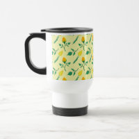 Floral pattern with yellow rose and tulip flowers