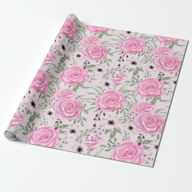 Floral pattern wrapping paper (Unrolled)
