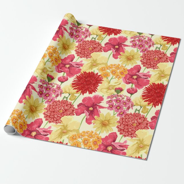 Floral pattern wrapping paper (Unrolled)