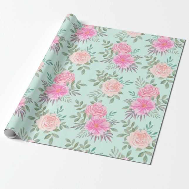 Floral pattern wrapping paper (Unrolled)