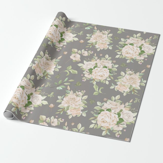 Floral pattern wrapping paper (Unrolled)