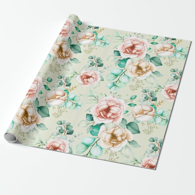 Floral pattern wrapping paper (Unrolled)