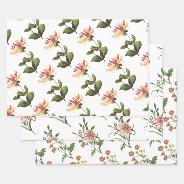 Floral Pattern Wrapping Paper Sheet (Set)