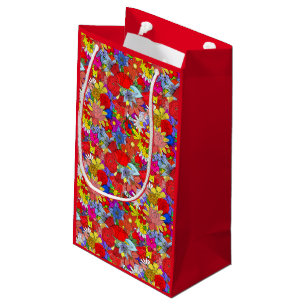 Floral Pattern Yellow Blue Purple Green Red    Small Gift Bag