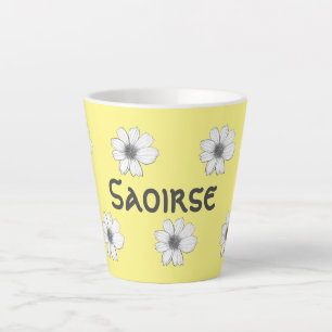 Floral pattern Yellow custom name Latte Mug
